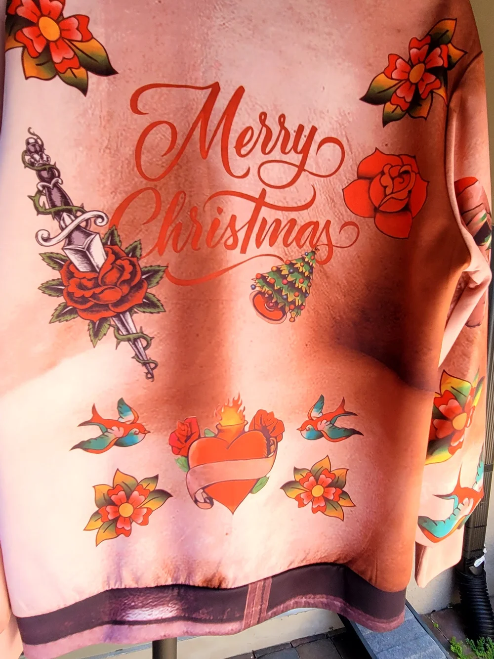 Source Unknown Pink Holiday Novelty Sweatshirt with Christmas Chest Print